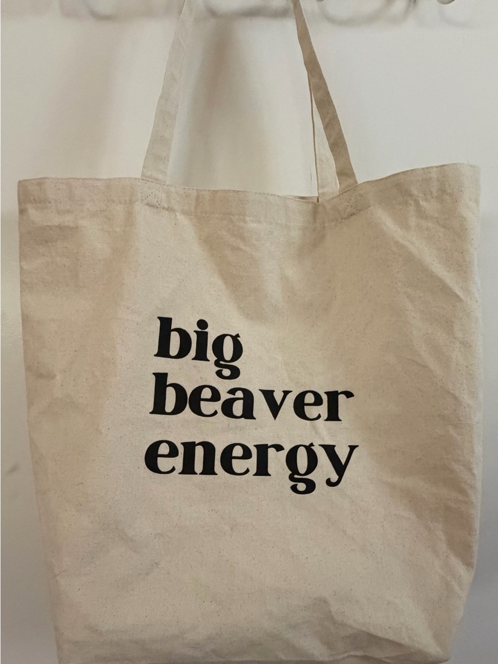 House of Magpie Cream Canvas Tote with Bold Black Slogan